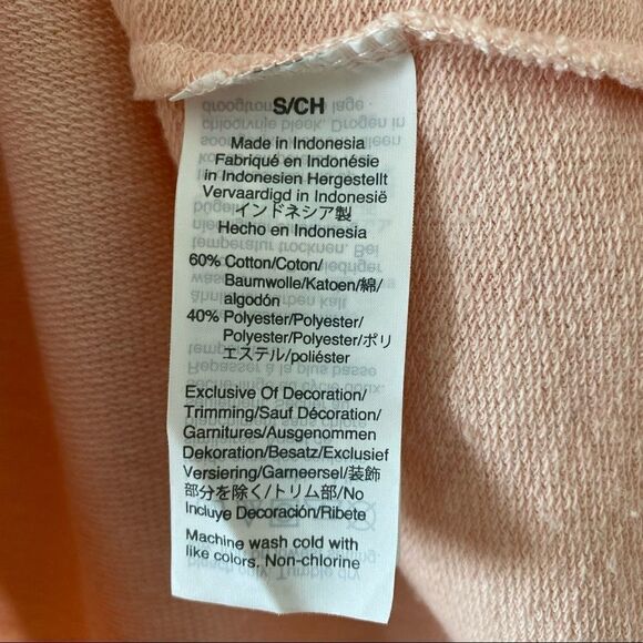 Madewell Pink Coral Cropped Short Sleeve Sweatshirt Knit Short Sleeve Tee size S - Picture 4 of 5